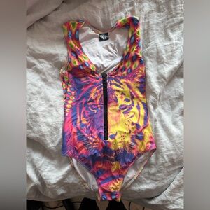 Vibrant Tiger Print One Piece Swimsuit